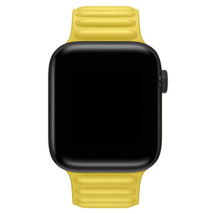 Apple Watch Uyumlu Baklalı Deri Loop Kordon Limoni  bikordon