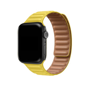 Apple Watch Uyumlu Baklalı Deri Loop Kordon Limoni  bikordon
