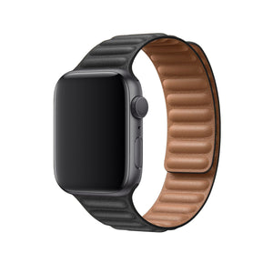 Apple Watch Uyumlu Baklalı Deri Loop Kordon Siyah  bikordon