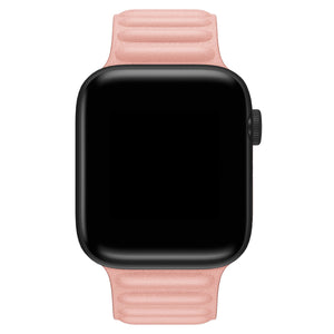 Apple Watch Uyumlu Baklalı Deri Loop Kordon Somon  bikordon