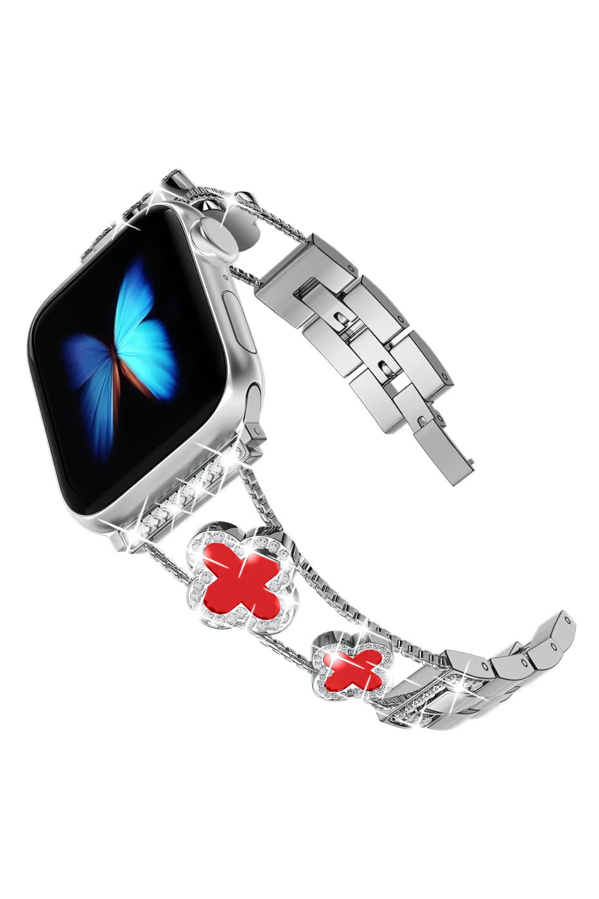 Apple Watch Uyumlu Clovella Metal Kordon Rubina bikordon