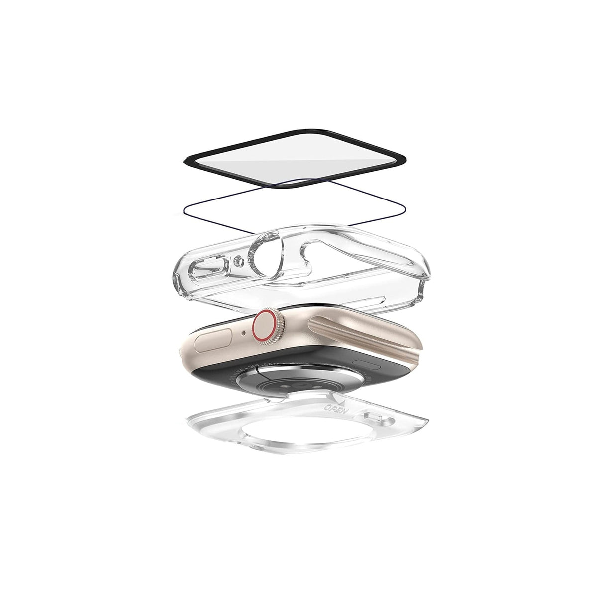 Apple Watch Uyumlu Ekran Koruyucu Kasa Suya Dayanıklı Clear  bikordon