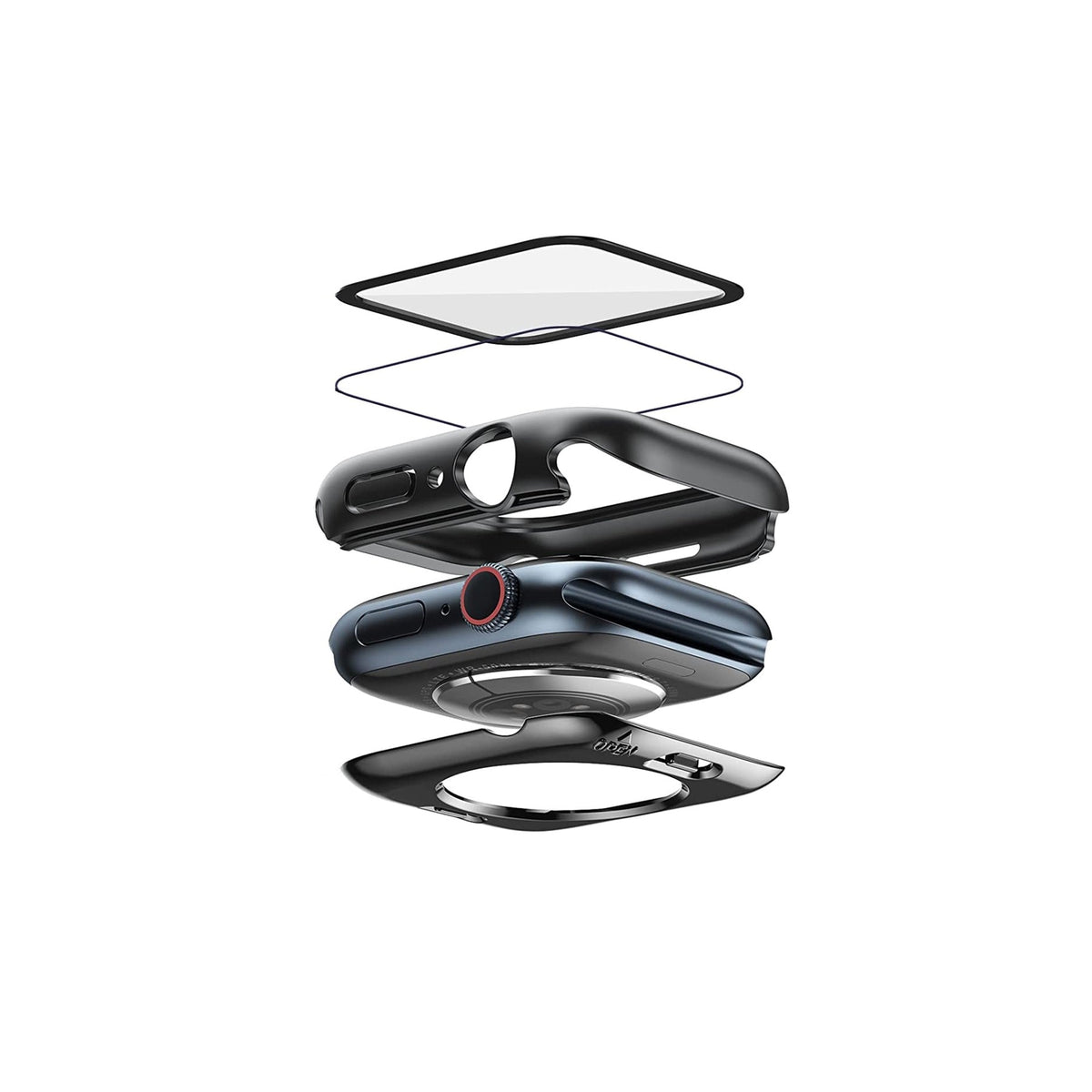Apple Watch Uyumlu Ekran Koruyucu Kasa Suya Dayanıklı Dark Black  bikordon