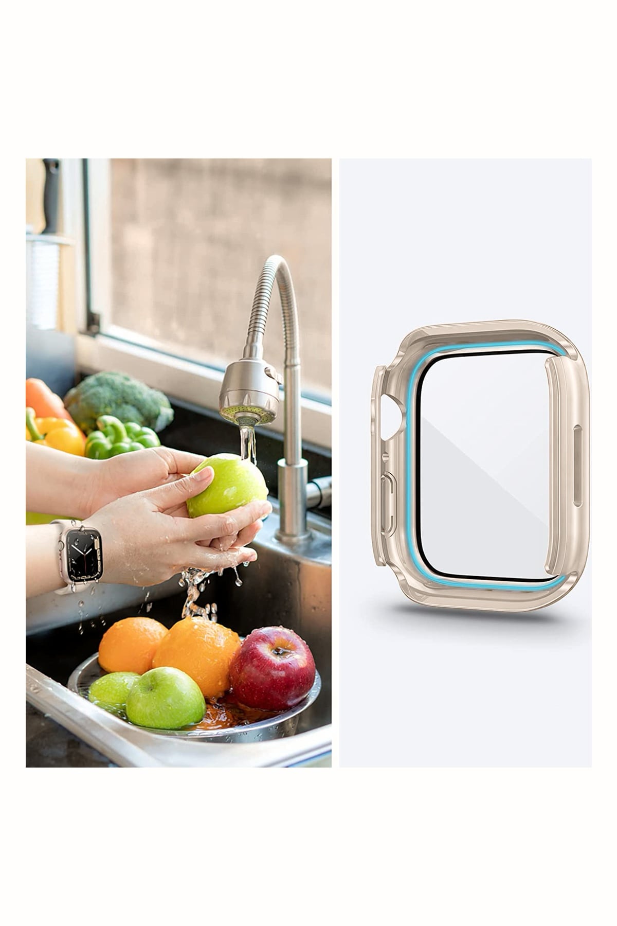 Apple Watch Uyumlu Ekran Koruyucu Kasa Suya Dayanıklı Rosty bikordon