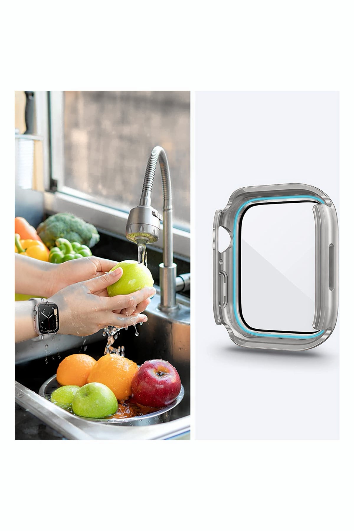 Apple Watch Uyumlu Ekran Koruyucu Kasa Suya Dayanıklı Titan bikordon