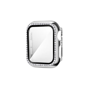 Apple Watch Uyumlu Ekran Koruyucu Taşlı Parlak Kasa Gümüş Gri  bikordon