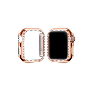 Apple Watch Uyumlu Ekran Koruyucu Taşlı Parlak Kasa Rose Gold  bikordon