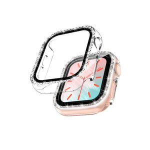 Apple Watch Uyumlu Ekran Koruyucu Taşlı Kasa Şeffaf  bikordon