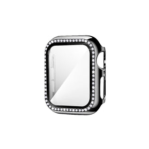 Apple Watch Uyumlu Ekran Koruyucu Taşlı Parlak Kasa Siyah  bikordon