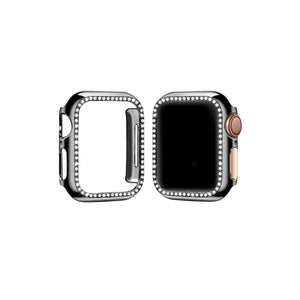 Apple Watch Uyumlu Ekran Koruyucu Taşlı Parlak Kasa Siyah  bikordon