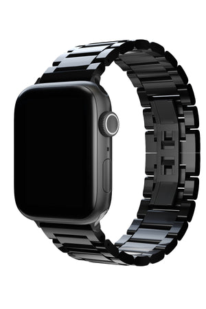 Apple Watch Uyumlu Gloss Loop Çelik Kordon Siyah  bikordon