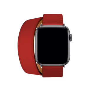 Apple Watch Uyumlu Spiralis Deri Kordon Kırmızı  bikordon