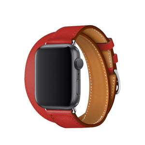 Apple Watch Uyumlu Spiralis Deri Kordon Kırmızı  bikordon
