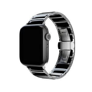 Apple Watch Uyumlu Çelik Seramik Luna Loop Kordon Hematit  bikordon