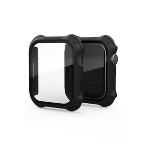 Apple Watch Uyumlu Köşe Korumalı Ekran Koruyucu Kasa Pastel Black  bikordon