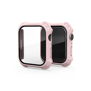 Apple Watch Uyumlu Köşe Korumalı Ekran Koruyucu Kasa Pink Sand  bikordon