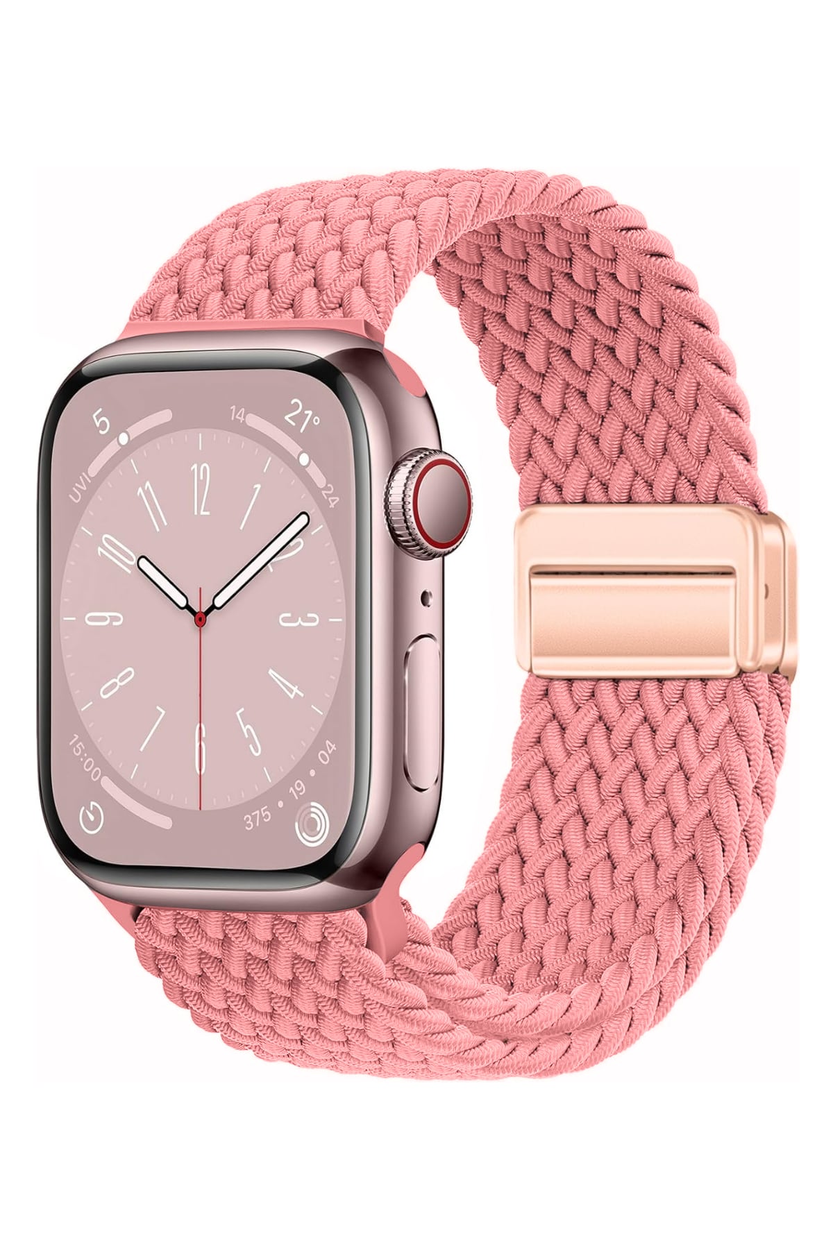Apple Watch Uyumlu Manyetik Tokalı Örgü Loop Kordon Porcelain Rose bikordon