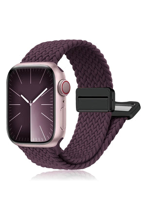 Apple Watch Uyumlu Manyetik Tokalı Örgü Loop Kordon Velvet Cabernet bikordon