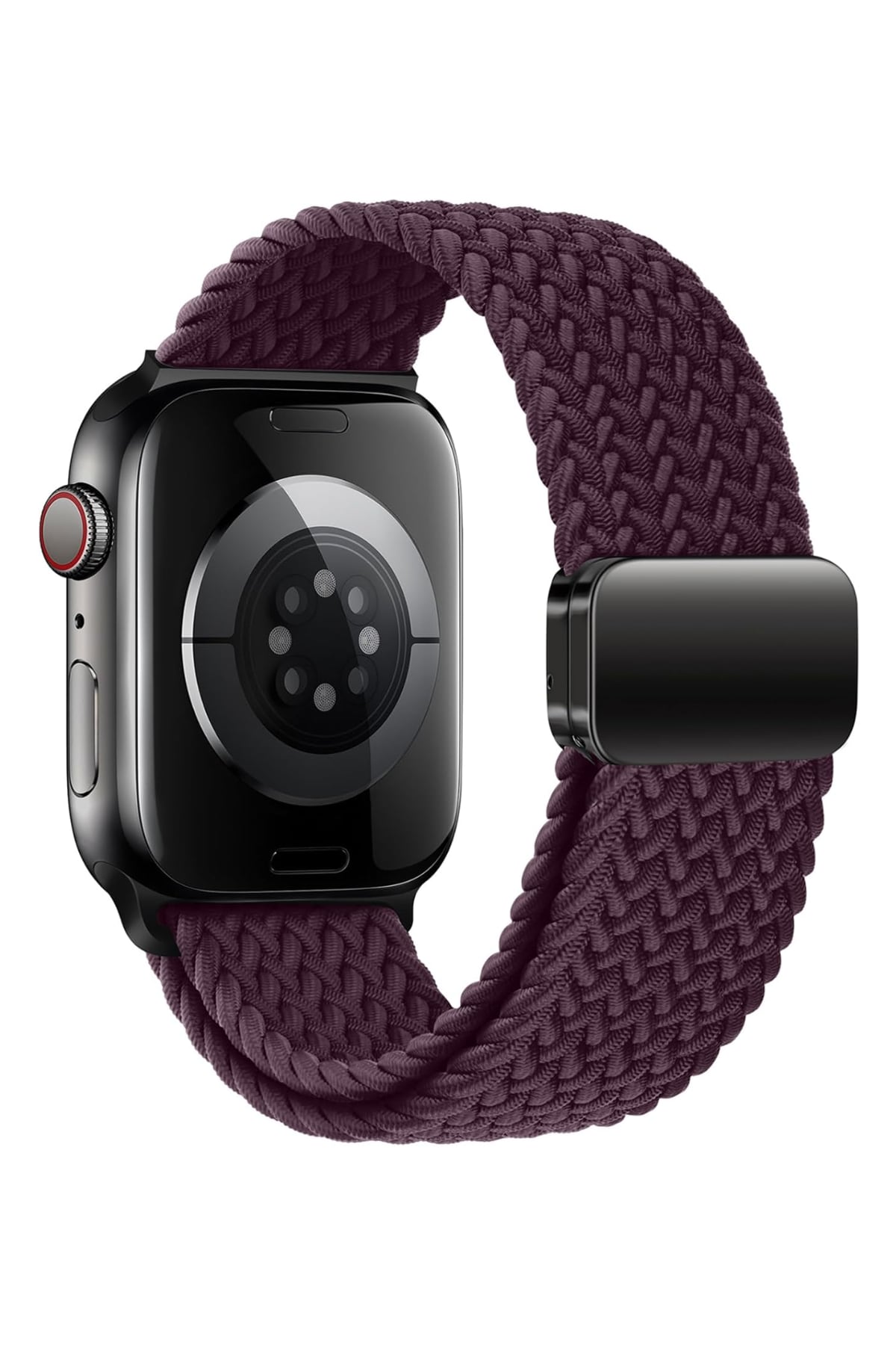Apple Watch Uyumlu Manyetik Tokalı Örgü Loop Kordon Velvet Cabernet bikordon