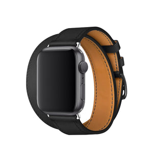 Apple Watch Uyumlu Spiralis Deri Kordon Siyah  bikordon