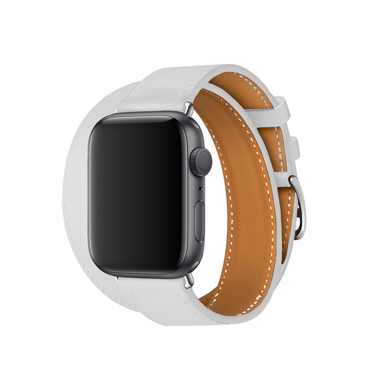 Apple Watch Uyumlu Spiralis Deri Kordon Snow  bikordon