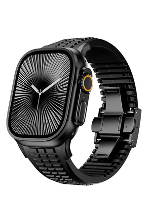 Apple Watch / Ultra Uyumlu AquaLink Kordon Monolith Siyah Toka bikordon