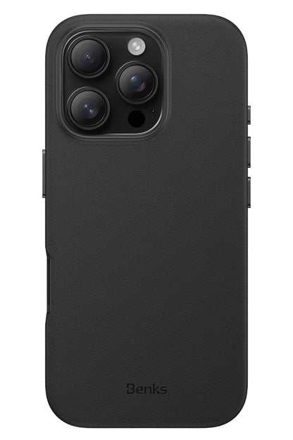 Benks VitaPro iPhone 16 Pro Max Magsafe uyumlu PU Deri Kılıf Siyah Benks