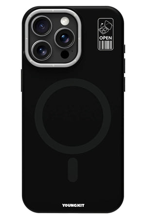 Youngkit Bitty Cream iPhone 14 Pro Magsafe Uyumlu Standlı Silikon Kılıf Siyah