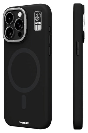 Youngkit Bitty Cream iPhone 14 Pro Max Magsafe Uyumlu Standlı Silikon Kılıf Siyah
