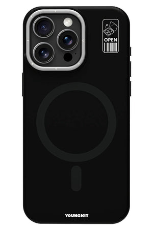 Youngkit Bitty Cream iPhone 14 Pro Max Magsafe Uyumlu Standlı Silikon Kılıf Siyah  Youngkit