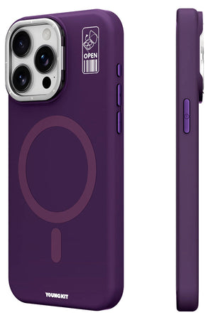 Youngkit Bitty Cream iPhone 14 Pro Max Magsafe Compatible Stand Silicone Case Purple 