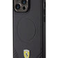 Ferrari iPhone 15 Pro Magsafe Uyumlu Pu Karbon Kılıf Siyah  Ferrari