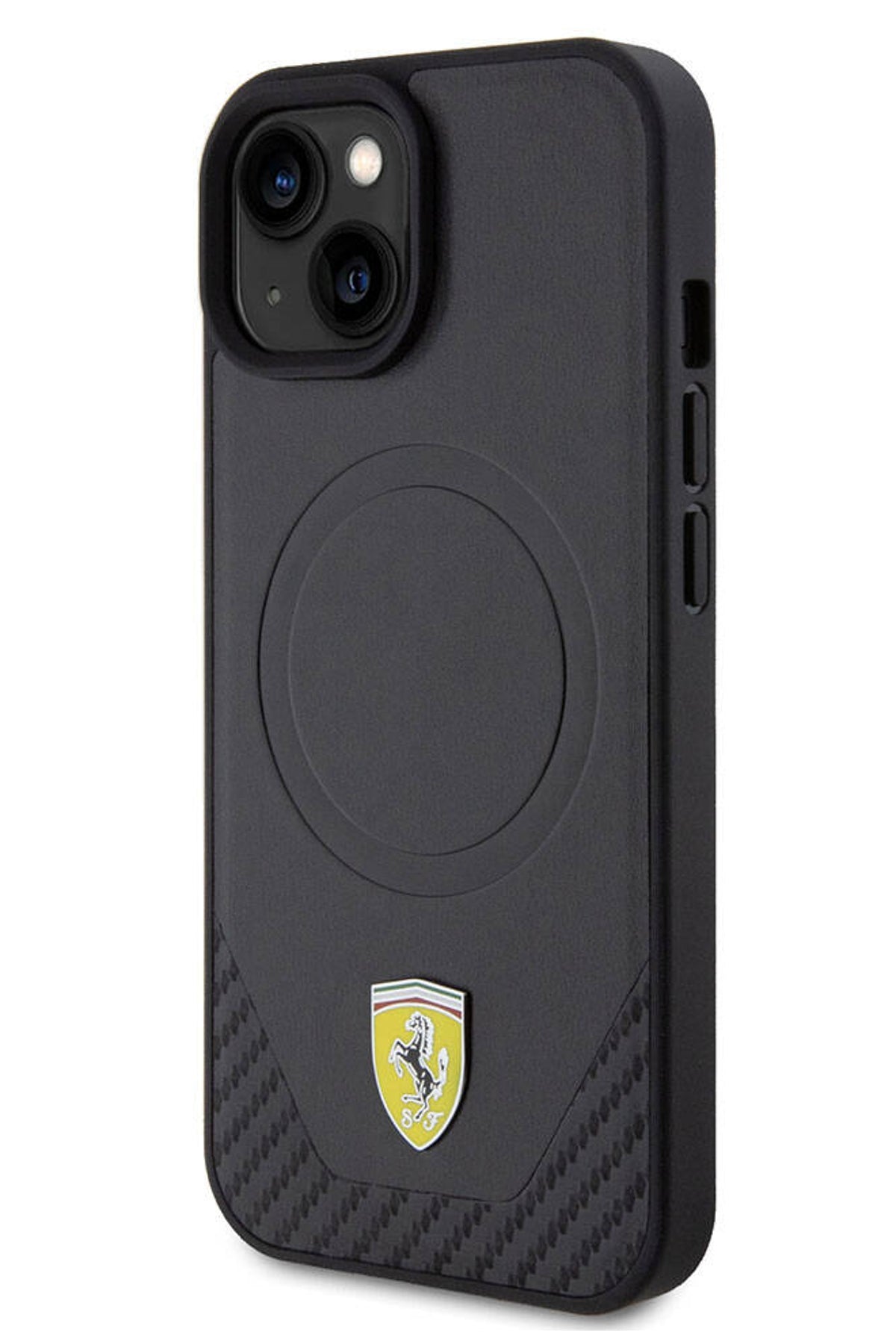 Ferrari iPhone 15 Plus Magsafe Uyumlu Pu Karbon Kılıf Siyah  Ferrari