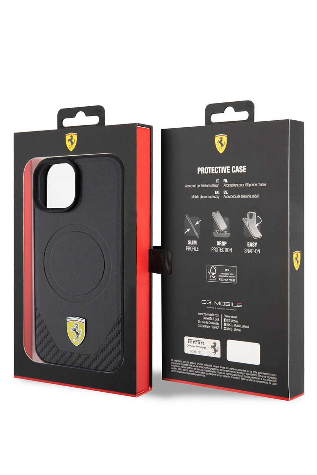 Ferrari iPhone 15 Plus Magsafe Uyumlu Pu Karbon Kılıf Siyah  Ferrari