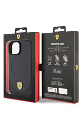 Ferrari iPhone 15 Plus Magsafe Uyumlu Pu Karbon Kılıf Siyah