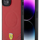 Ferrari iPhone 15 Plus Magsafe Uyumlu Pu Karbon Kılıf Kırmızı