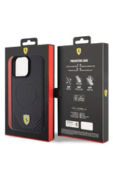 Ferrari iPhone 15 Pro Max Magsafe Uyumlu Pu Karbon Kılıf Siyah