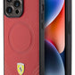 Ferrari iPhone 15 Pro Magsafe Uyumlu Pu Karbon Kılıf Kırmızı  Ferrari