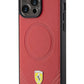 Ferrari iPhone 15 Pro Magsafe Uyumlu Pu Karbon Kılıf Kırmızı  Ferrari