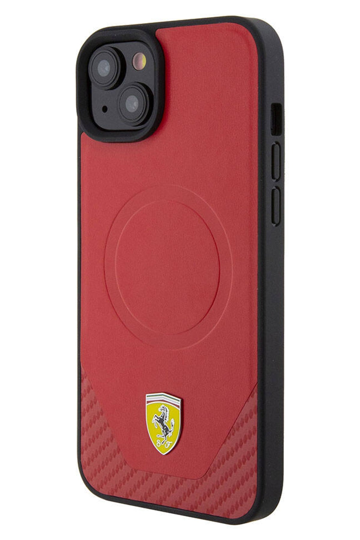 Ferrari iPhone 15 Magsafe Uyumlu Pu Karbon Kılıf Kırmızı  Ferrari