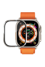 Apple Watch Ultra Uyumlu Metal Çerçeveli İnce Ekran Koruyucu Çelik Gri  bikordon