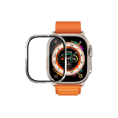 Apple Watch Ultra Uyumlu Metal Çerçeveli İnce Ekran Koruyucu Çelik Gri  bikordon
