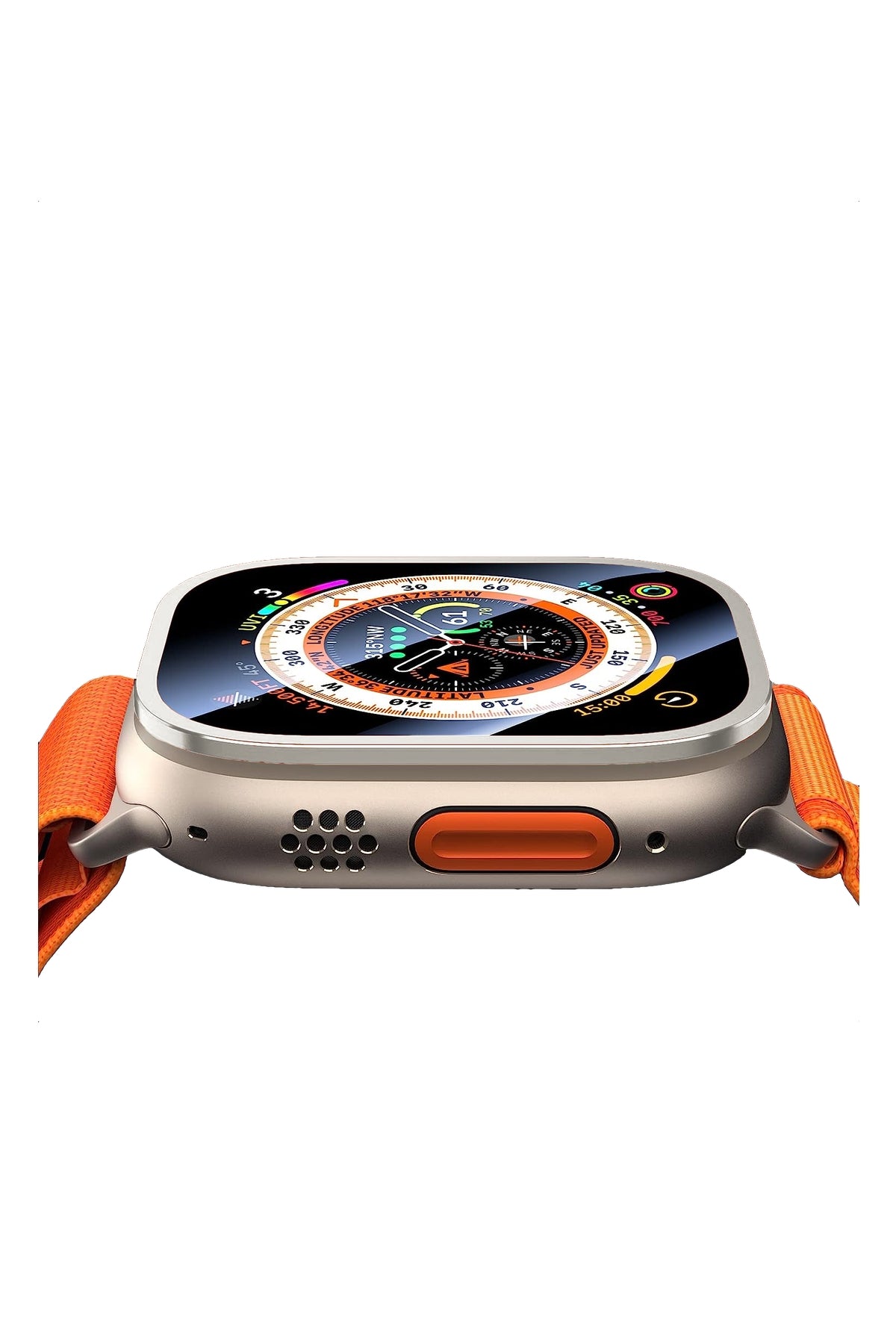 Apple Watch Ultra Uyumlu Metal Çerçeveli İnce Ekran Koruyucu Çelik Gri  bikordon