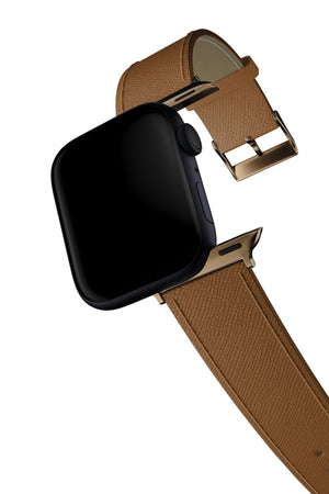 Apple Watch Uyumlu Saffiano Deri Kordon Coffee  bikordon