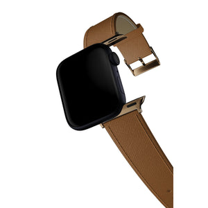 Apple Watch Uyumlu Saffiano Deri Kordon Coffee  bikordon