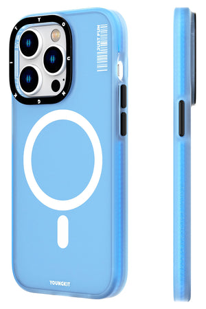 Youngkit Colored Sand iPhone 13 Pro uyumlu Magsafe Buzlu Mavi Kılıf  Youngkit