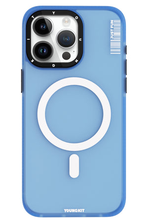 Youngkit Colored Sand iPhone 13 Pro Max uyumlu Magsafe Buzlu Mavi Kılıf