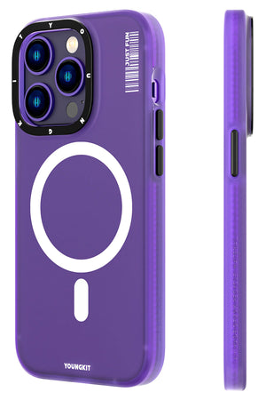 Youngkit Colored Sand iPhone 13 Pro uyumlu Magsafe Buzlu Mor Kılıf  Youngkit