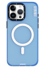 Youngkit Colored Sand iPhone 15 Pro Max uyumlu Magsafe Buzlu Mavi Kılıf