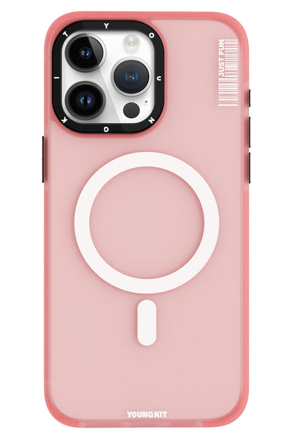 Youngkit Colored Sand iPhone 15 Pro uyumlu Magsafe Buzlu Pembe Kılıf  Youngkit